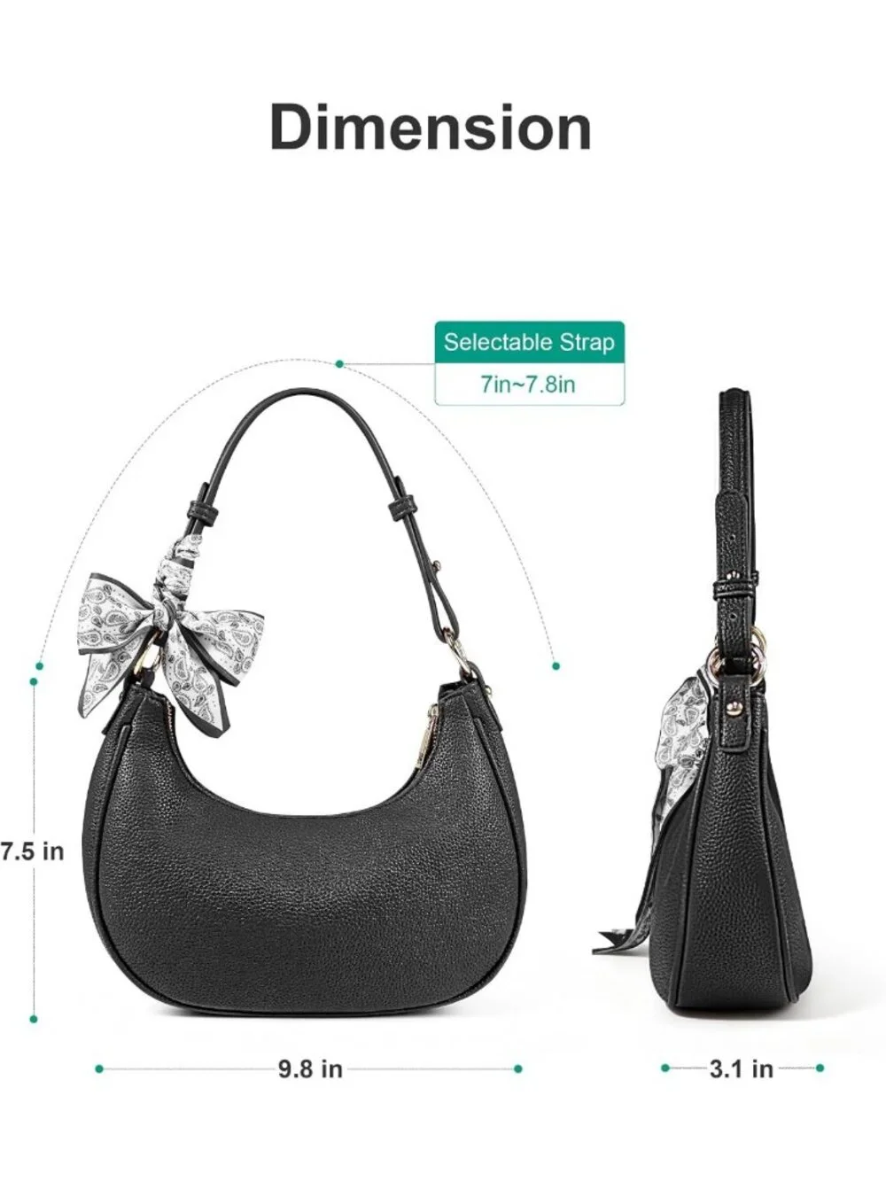 Stylish Litchi Leather Shoulder Bag for Women - Chic Hobo Underarm Handbag